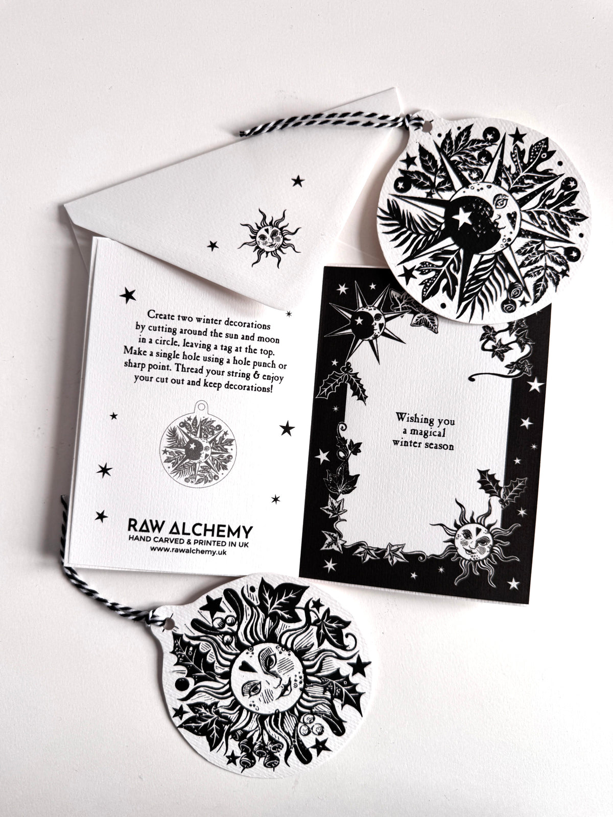 Winter Solstice Card, cut out decorations - Personalized, Yule, Christmas.