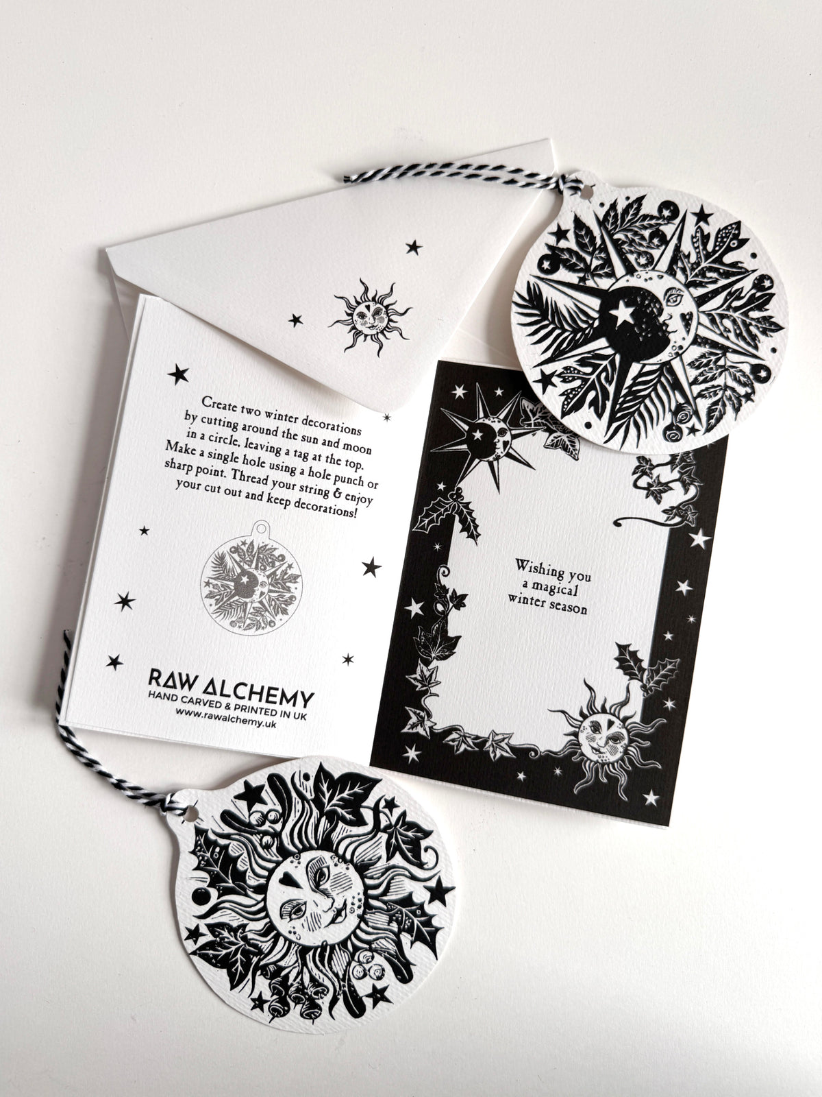 Winter Solstice Card, cut out decorations - Personalized, Yule, Christmas.