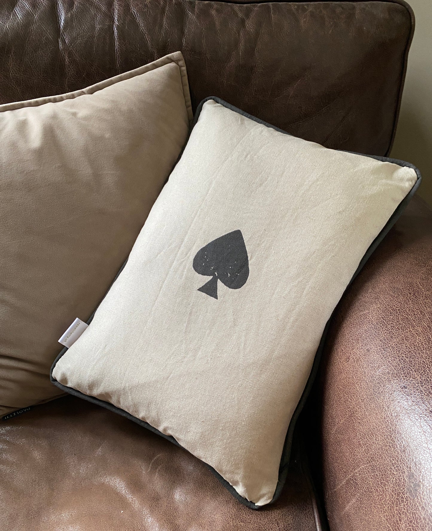 Two For Joy - Magpie Playing Card, Linen Cushion Cover with bird print